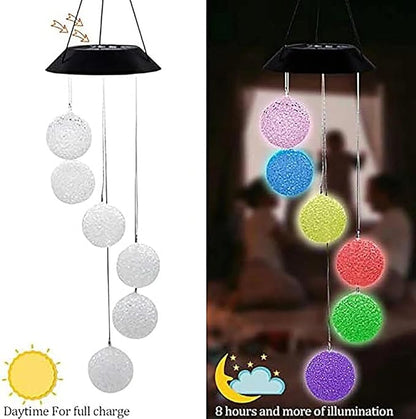 Wind Chime Outside Color Changing Ball Wind Chimes, LED Mobile Solar Lamp for Mom Grandma Waterproof Outdoor Solar Lights for Garden Patio Party Yard.