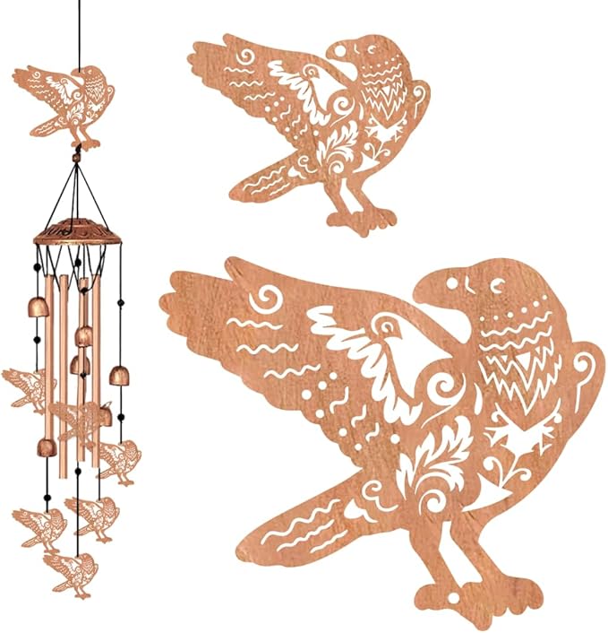 Wind Chimes for Outside, Crow Aluminum Tube Windchime Melodious Melodic for Porch Patio Garden Decor, Unique Metal Memorial Wind Chimes Housewarming Gifts for Friends and Family