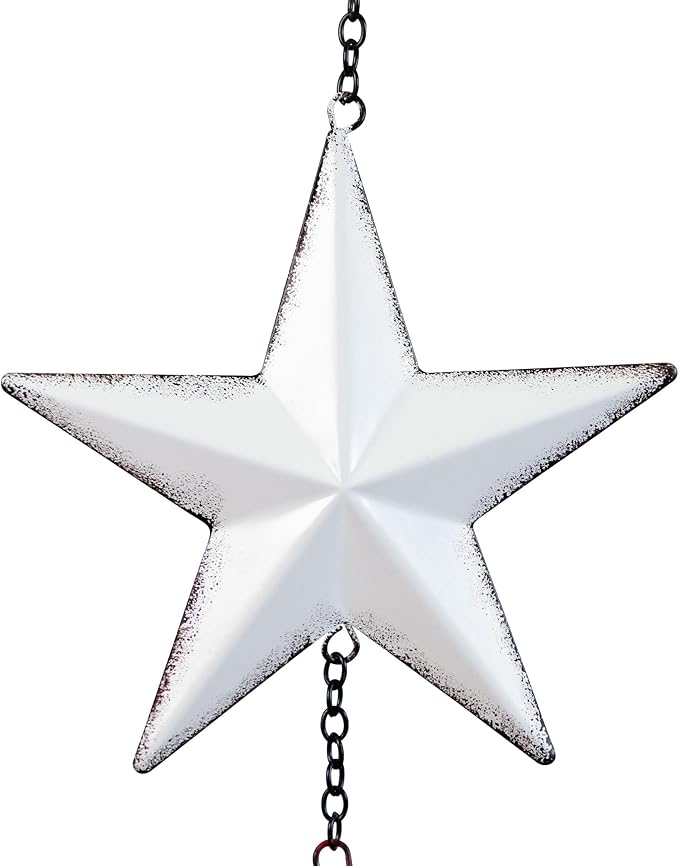 Metal Stars and Bell Hanging Patriotic Wind Chime Decoration - 26"