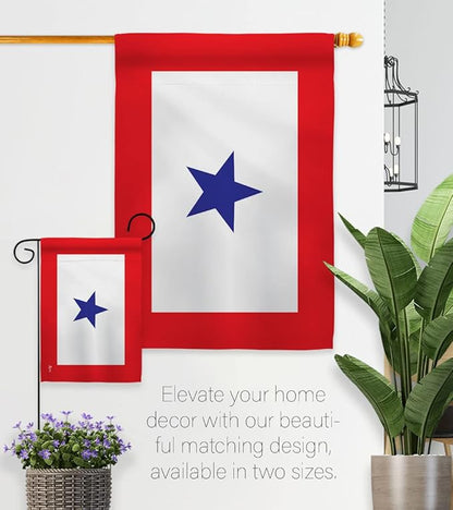 Blue Star Flag For Military Family Deployment With Pole Set Stand Outside House Bandera Door Yard Post Home Taprstry Wall Grave Decorations For Cemetery Service Porch Decor Memorial Veteran Day Gifts