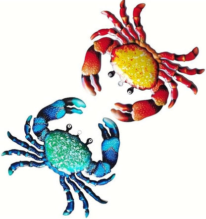 WPCJREU Crab Iron Wall Art - Marine Style Decorative Piece for Garden, Kitchen, Patio & Home Entrance - Ocean-Themed Metal Sculpture for Coastal & Nautical Spaces(A)