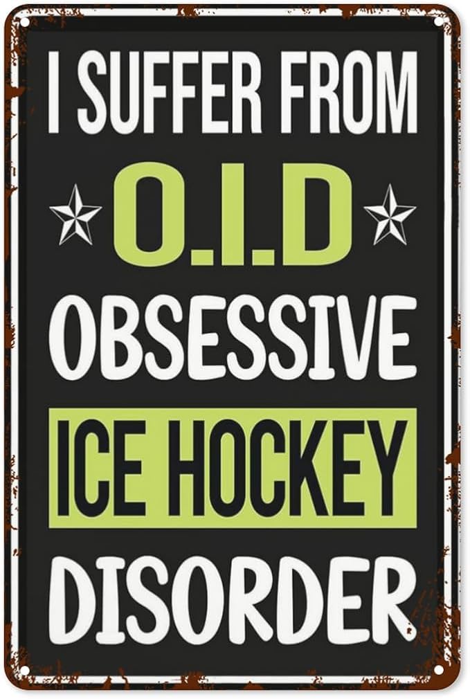 patio wall decor Obsessive Love Ice Hockey vintage signs Man Cave Bathroom Wall Decor Retro Metal Sign for Home,Office,Yard,Garage,or Man Cave Funny Quotes & Life Inspiration 8X12inch