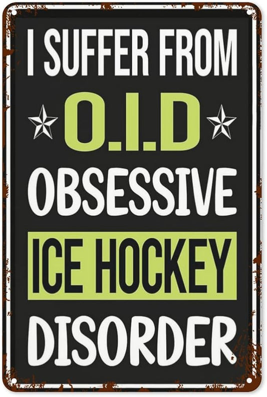 patio wall decor Obsessive Love Ice Hockey vintage signs Man Cave Bathroom Wall Decor Retro Metal Sign for Home,Office,Yard,Garage,or Man Cave Funny Quotes & Life Inspiration 8X12inch