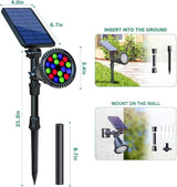 Solar Spot Lights Outdoor, 9 Color Modes, 18 LED Spotlight, 600LM Landscape Lights, Solar Powered for Garden, Yard, Driveway, Tree, Christmas, Halloween Decor (4 Pack)