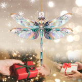 Dragonfly Ornament Stained Glass Style – Acrylic Window Hanging Suncatcher, Car Rearview Mirror Charm, Whimsical Holiday Christmas Tree Ornament, Unique Dragonfly Gifts for Women, Mom, Teacher(Sun-13)
