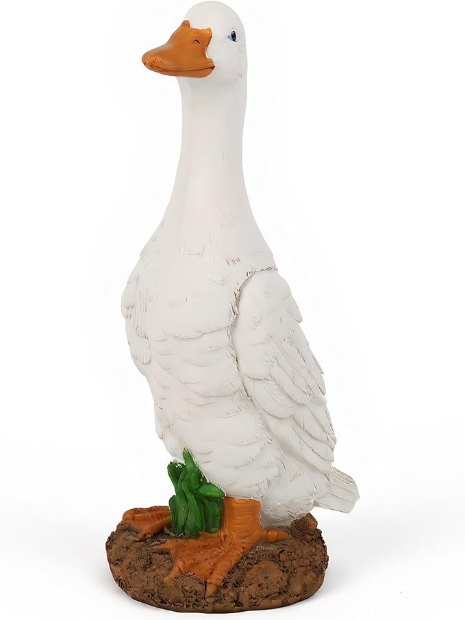 Porch Duck Statue Outdoor Decor,9.8''(H) Standing White Duck Garden Sculptures for Yard Lawn,Resin Animal Figurines Home Patio Art Decorations