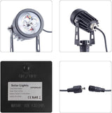 APONUO Metal Solar Spot Lights Outdoor with 9.8ft Cable Solar Powered Landscape Lighting Low Voltage IP65 Waterproof Auto On/Off for Outside Garden Yard Landscape Pathway Garage-Warm White(4-in-1)