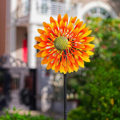 VEWOGARDEN Sunflower Wind Spinner with 4 Blades, Metal Kinetic Wind Spinners Outdoor for Yard, Garden, Lawn Decorations