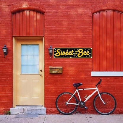Sweet Bee Tin Decor 16 * 4 Inches "Sweet as can Bee" Kitchen/Patio Wall Art - Retro Bee Accent, Honey Decor, Kitchen Metal Sign
