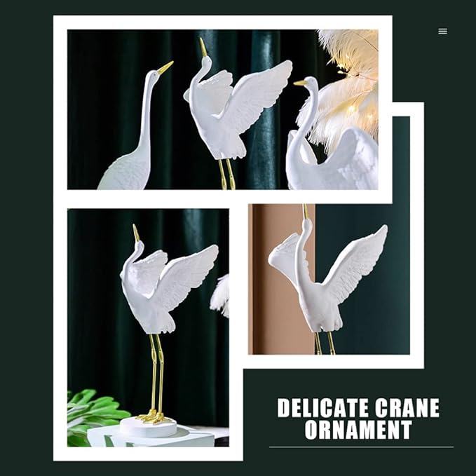 Milisten Living Crane Ornament 11.81In Resin Heron Sculpture Decorative Bird Statue for Outdoor Garden Patio Lawn Home Decor