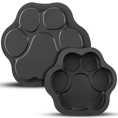 Threlaco Set of 2 Large Paw Print Stepping Stones Mold, 16 in and 13 in Dog Cat Paw Print Concrete Cement Textured Plastic Craft Mold Non-slip for Garden Decor