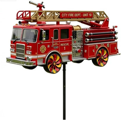 Fire Truck Garden Wind Spinner, Decorative Fire Truck Wind Spinner Outdoor Garden Art, Yard Decor Outdoor/Indoor Decoration, Dynamic Art Hanging Sculpture, for Women, Mom, Men, Dad