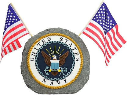 Red Carpet Studios Military Garden Stone with Flags, 10", United States Navy