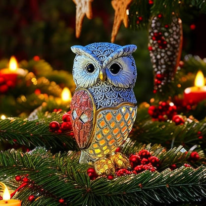 Solar Garden Decor Owl Statues Figurine,Solar Hollow Out Waterproof Lantern for Patio Balcony Yard Lawn,Home Decor,Mother's Day Birthdays Gifts for Mom Grandma Women-3.35" (W) x 5.9" (H)