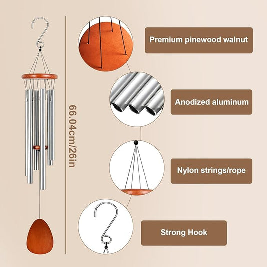 Wind Chimes for Outside, Soothing Melodic Tones Windchimes for Outdoor, Garden, Patio Decoration, Memorial Wind Chime for Mom Women Grandma Neighbors Unisex