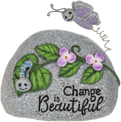 Ganz Decorative Garden Stone with Butterfly Design, Uplifting Message, Gray, 1-Piece Set, ER76834, Assorted Designs, Random Design Shipped