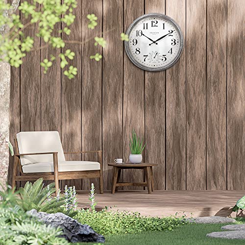13" Outdoor Clocks Waterproof with Thermome, Galvanized