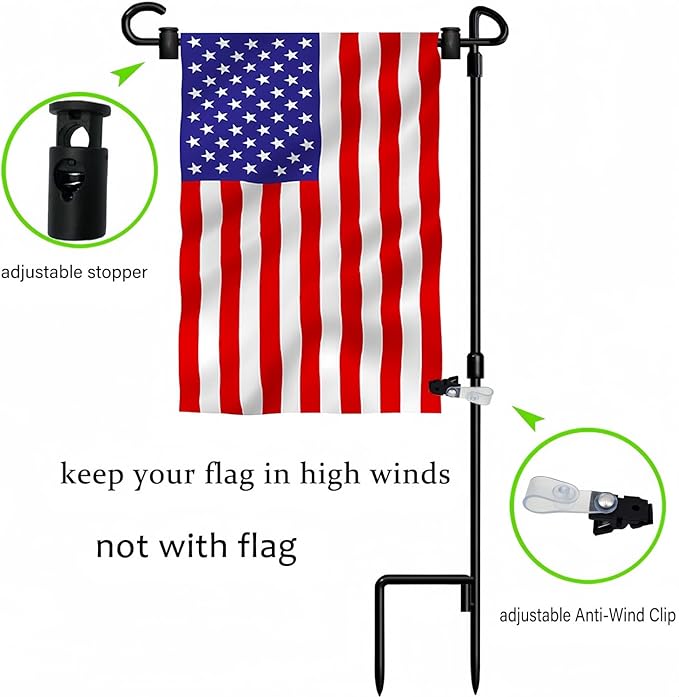Garden Flag Pole Stand Holder, 3 Pack Garden Flags for Outside with Flag Stopper and Clip Waterproof Powder-Coated Paint for Flag Pole Holder for Outside House,Yard Flags for Outside