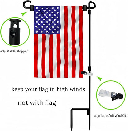 Garden Flag Pole Stand Holder, 4 Pack Garden Flags for Outside with Flag Stopper and Clip Waterproof Powder-Coated Paint for Flag Pole Holder for Outside House,Yard Flags for Outside