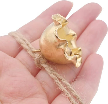 Gold Flowers Hanging Bells for Door Knob Decoration, Christmas Home Garden Decor Small Wind Chimes Jingle Bell on Rope