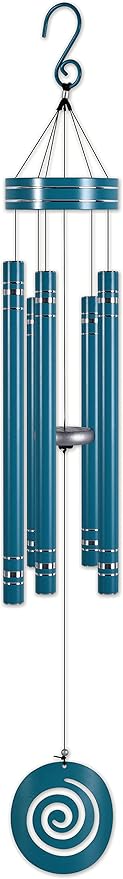 Sunset Vista Designs Windchimes - Vista Classics Galaxy Etched Aluminum Windchime with Spiral Windcatcher, 36" Long, Sea Breeze