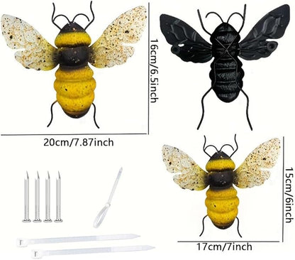 Metal Bee for Garden Decor,Indoor Hanging Wall Decorations,Iron Art Wall Decoration,Outdoor Patio Lawn Yard Backyard Decor,Bee Statue Gift for Gardening Enthusiasts