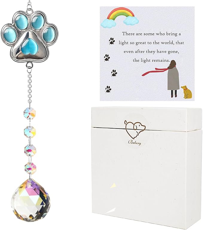 Dog Memorial Gifts for Loss of Dog, K9 Crystal Suncatcher Rainbow Maker Window Hanging Ornament for Pet Loss Sympathy Gift, Car Hanging Decoration, pet Christmas Ornament