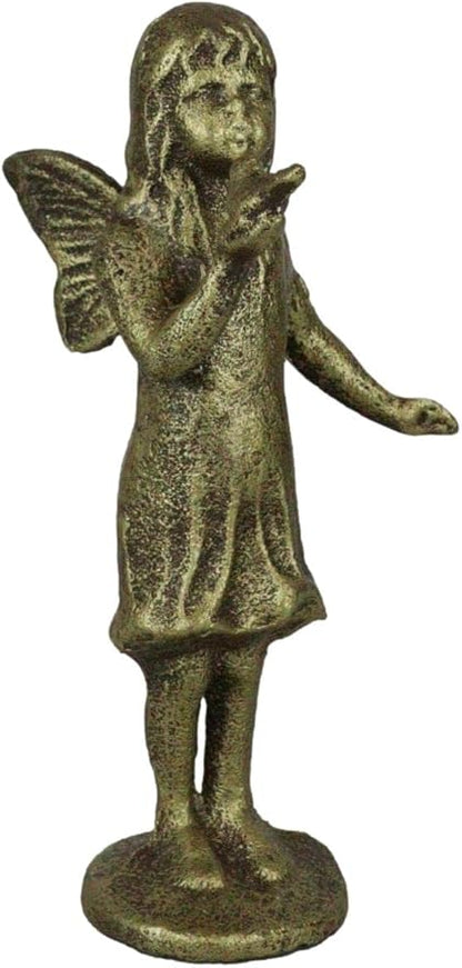 Ebros Gift Cast Iron Rustic Antique Finish Enchanted Fantasy Fairy Garden Pixie Faerie Standing with Bluebird Figurine 7" H DIY Ideas for Your Home Collectible Fairies Elf Nymph Pixies