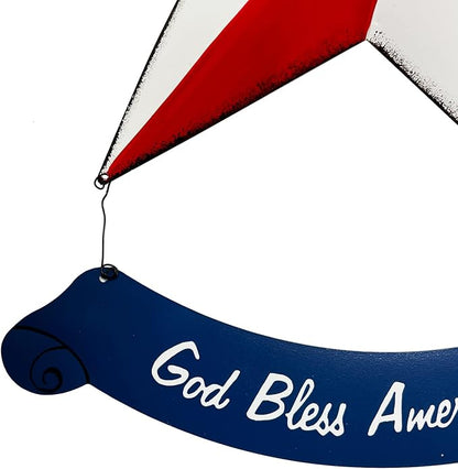 Rustic Hanging Metal American Flag Patriotic Barn Stars Wall Door Yard Signs 4th of July White Blue Red Independence Day Memorial Day Decor