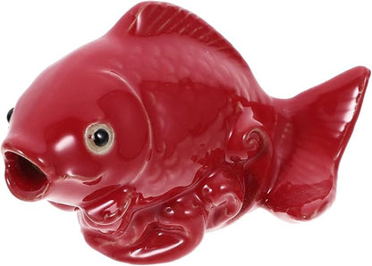Ceramic Carp Fountain Spray Nozzle Garden Outdoor Decorative Pond Fish Statue Water Spout Accessory for Yard Patio 4.33X3.14X2.83In