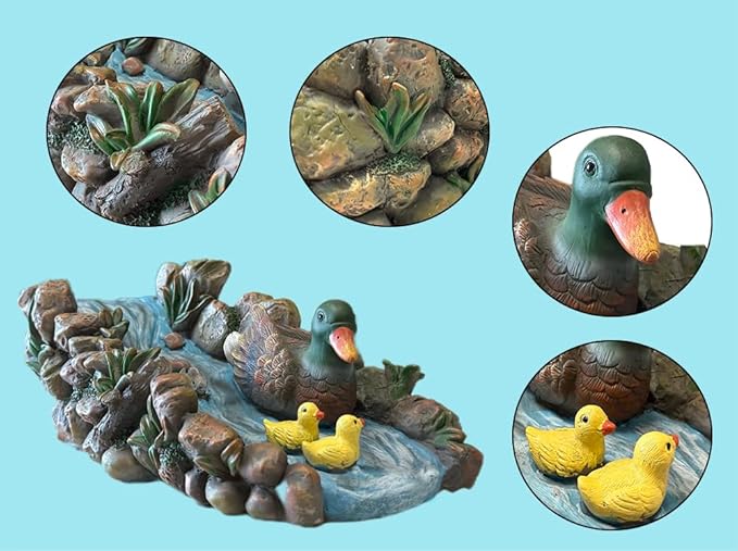 Mallard Duck Splash Block Gutter Downspout Extensions Outdoor Statue Garden Decoration, 13.4" L x 6.3" W Larger Gutter Downspout Decorative Garden Statues Rain Concrete Pond Accessory, Gift for Mom