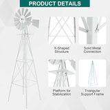 Metal Windmill for Garden Yard Decor, 8ft Tall Windmill Pinwheels Outdoor with Spinning Blades, Weather Vanes Lawn Ornaments, Weather-Resistant, White