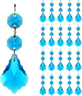 20pcs Chandelier Crystals Maple Leaf Prism Pendant Parts Connected Glass Octagon Beads Chain for Chandelier Decoration 38mm (Indicolite)