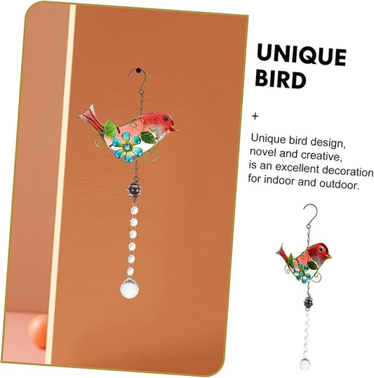 BESPORTBLE Creative Bird Figurine Hanging Decor Stained Glass Garden Statue for Outdoor Home Adornment Lifelike Iron Craftsmanship for Garden Patio Decoration
