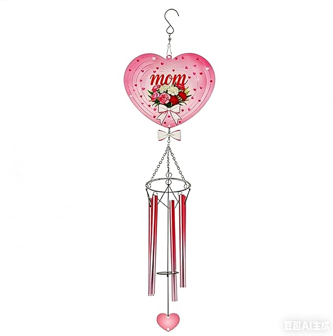 Butterfly Wind Chimes, AVEKI 27.5''H Iron Stained Glass Butterfly Wind Chimes Gifts for Mom Outdoor/Indoor Wind Chimes for Home, Garden, Window, Yard, Patio, Lawn Decoration (Mom-Pink)