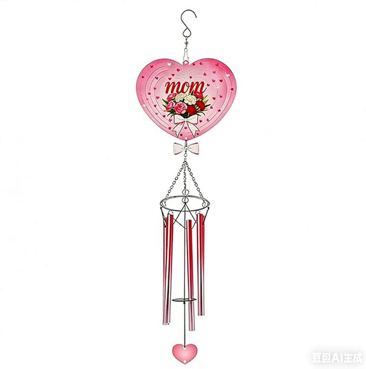 Butterfly Wind Chimes, AVEKI 27.5''H Iron Stained Glass Butterfly Wind Chimes Gifts for Mom Outdoor/Indoor Wind Chimes for Home, Garden, Window, Yard, Patio, Lawn Decoration (Mom-Pink)