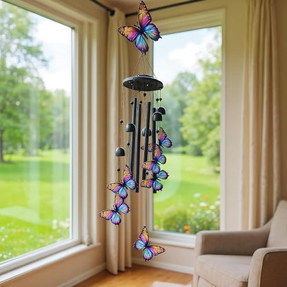 Wind Chimes for Outside,Metal Windchimes Outdoors,Wind Bells Hanging Decorate for Patio,Garden,Backyard or Porch,Gardening Gifts for Bird Lover,Women,Men/Mom, Birthday Party Decorations.(Butterfly)