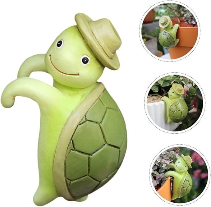 ERINGOGO Resin Turtle Plant Decoration Cute Climbing Tortoise Ornament for Outdoor Plants Weather-Resistant Garden Statue Charming Decor for and Flowers