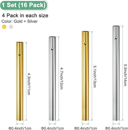 M METERXITY 16-Pack Wind Chime Tubes, 8 Sizes Aluminum Metal Wind Bell Empty Tubes for Outside/Adults Arts and Crafts/DIY [2 Colors]