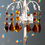 20pcs Crystal Maple Leaf Chandelier Pendant Prisms, Hanging Glass Crystals Octagon Beads for Christmas Party Decoration 38mm (Amber)