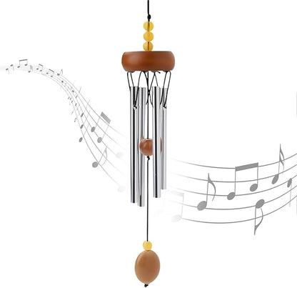 10.6'' Aluminium Mini Wind Chimes with 4 Rods, Memorial Wind Chimes for Outside Small Gifts Deep Tone Unique Garden Patio Hanging Home Decor Brown