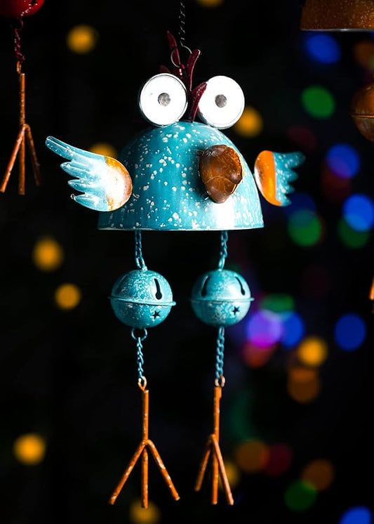 Rooster Solar Wind Chimes for Outside,Funny Chicken Decor for Outdoor Patio Porch or Backyard, Rooster Decor, (Blue)