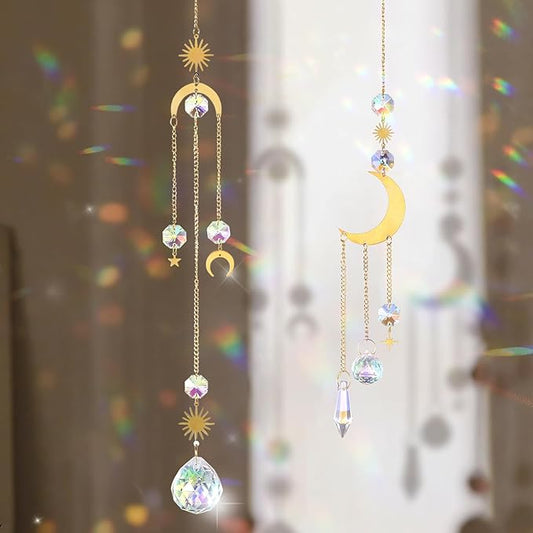 LEMESO 2 PCS Colorful Sun Catchers with Hanging Crystal Balls for Indoor Windows Home Garden Party Decor Christmas Wedding Gifts