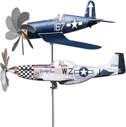 2 Airplane Wind Spinner, Airplane Weather Vane for The Yard Garden Wind Sculpture Windmill Aircraft Pinwheel Metal Handmade A-irplane W-eathervanes Windmill Outdoor Courtyard Decor Garden Pinwheels