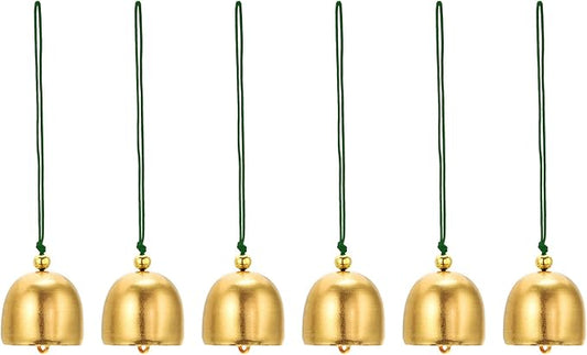 PATIKIL 6 Pcs Wind Chime, Hanging Bells Temple Bells Retro Outdoor Hanging Metal Chinese Wind Chime Round for Outside Garden Camping, Gold Green