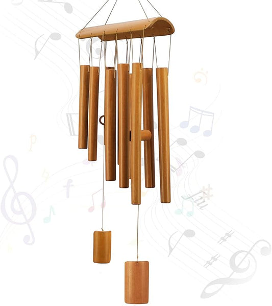 Virekm Windchimes Outdoors, Memorial Wind Chimes, Bamboo Wind Chimes for Outside Clearance Deep Tone for Patio Garden Home Décor, Natural Beautiful Sound