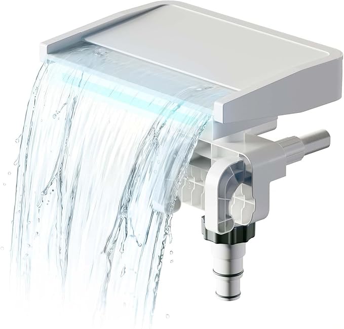 Pool Waterfall Creating Soothing White Noise Sound, Pool Waterfall with Relaxing Sound for Above Ground Pools, Peaceful and Soothing on Hot Days, 7 Colors LED Lights