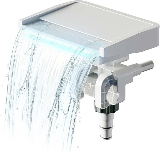 Pool Waterfall Creating Soothing White Noise Sound, Pool Waterfall with Relaxing Sound for Above Ground Pools, Peaceful and Soothing on Hot Days, 7 Colors LED Lights