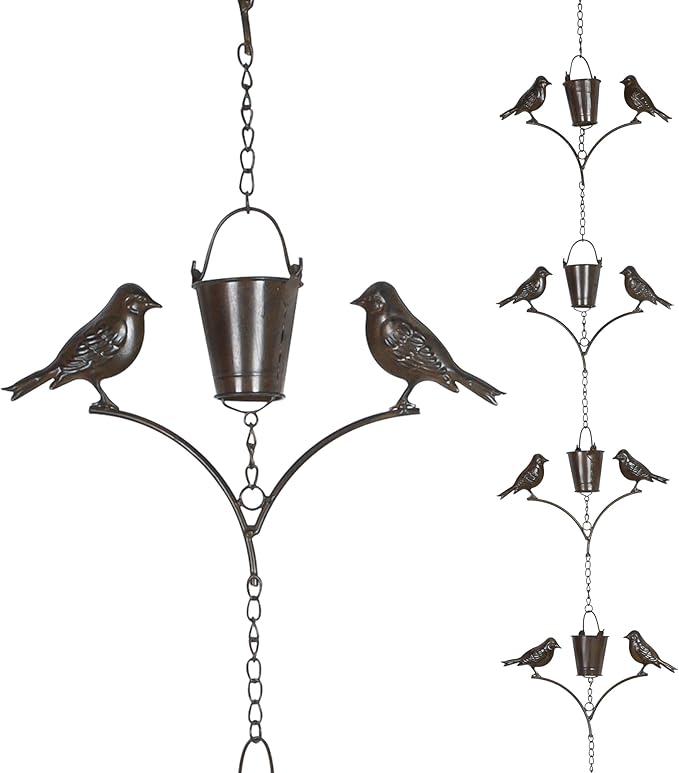 Topadorn Rain Chain Outdoor Decoration 6.3 FT, Rain Catcher Metal Chain Gutter Downspout 76'' for House Eaves, Garden & Yard, Adjustable Rain Catcher Chain for Gutters