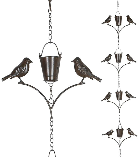 Topadorn Rain Chain Outdoor Decoration 6.3 FT, Rain Catcher Metal Chain Gutter Downspout 76'' for House Eaves, Garden & Yard, Adjustable Rain Catcher Chain for Gutters